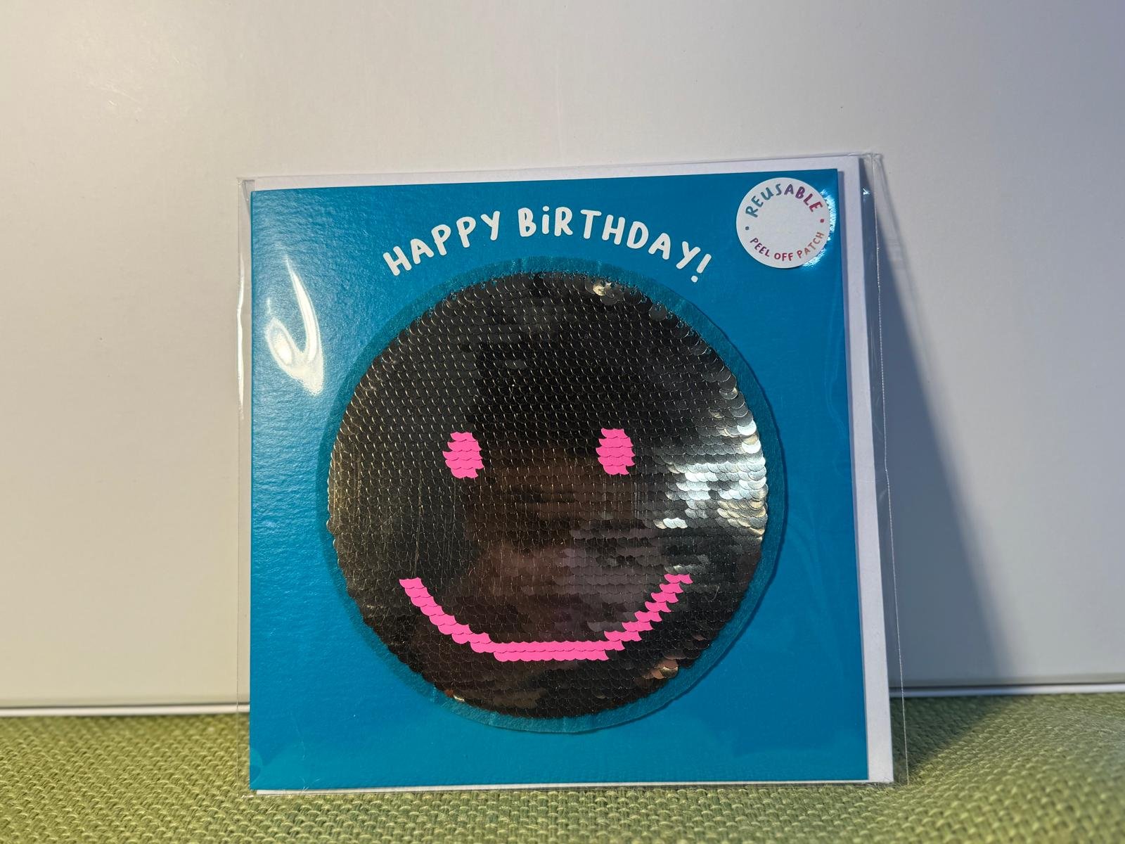 Sequin Smile Patch Card